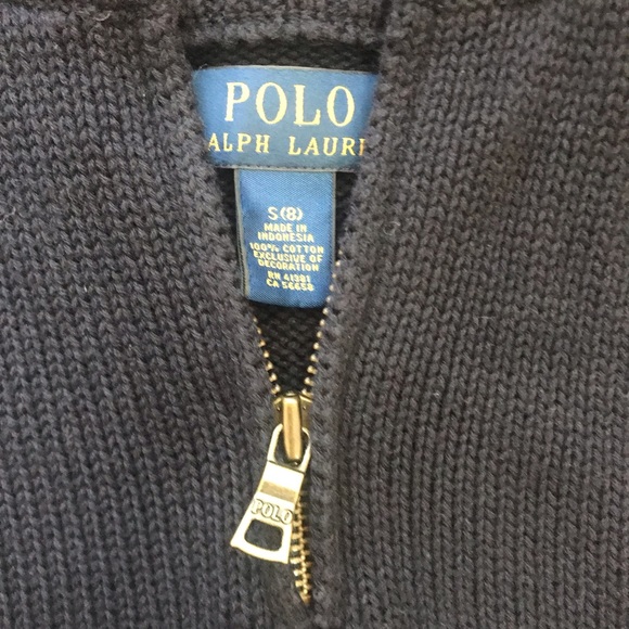 Polo Ralph Lauren cotton navy sweater pullover EUC 8 - Picture 3 of 4